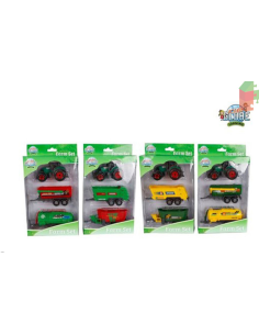 GLOBE - SET DE TRACTOR METALICO CON REMOLQUE 4 MOD.