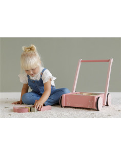 LITTLE DUTCH - ANDADOR DE MADERA CON BLOQUES DE CONSTRUCCION COLOR ROSA 2