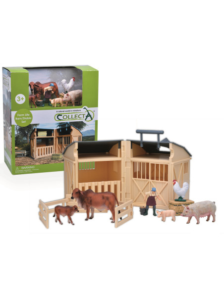 DEQUBE - GRANJA CON ANIMALES , FIGURA Y ACCESORIOS