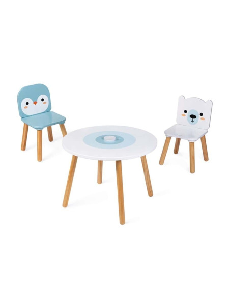 JANOD - MESA Y 2 SILLAS MADERA MESA:60X47/SILLA:29X27X49CM