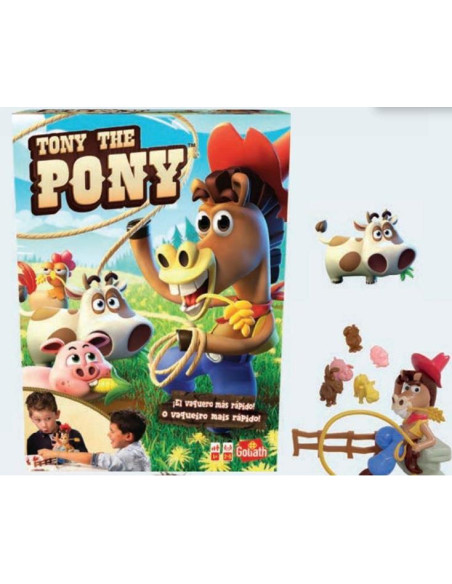 Juego Pony The Tony. El Vaquero Más Rápido. Incluye Animales, Tallo De Heno, Roca Y Verja. 26,70X8X26,70Cm