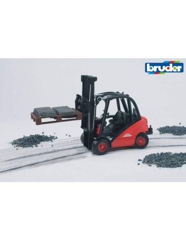 Vehiculo Carretilla Linde Gabelstapler Con 2 Palets 29X9X 22 Cm