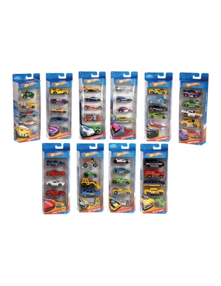 COCHE HOT WHEELS PACK 5 COCHES MODELOS SDOS.