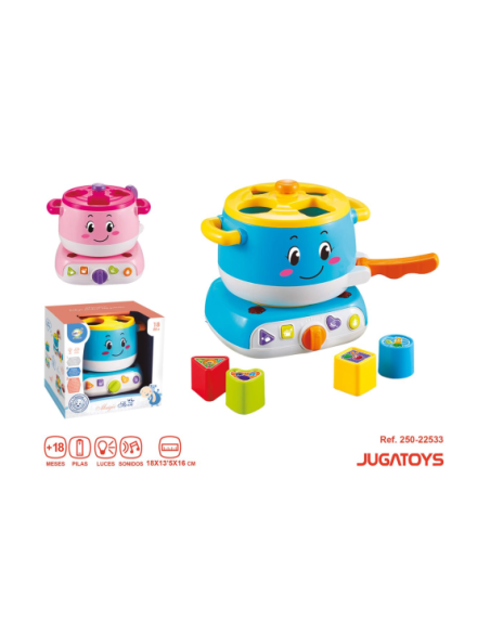 Cocina bloques infantil, con hornillo y olla, luces y sonidos, 18x13'5x16cm colores sdos. - Modelos surtidos