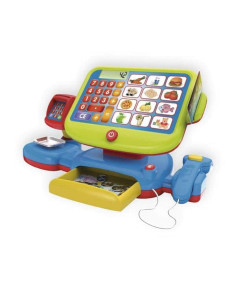 Caja registradora con calculadora, escáner con luces y sonidos