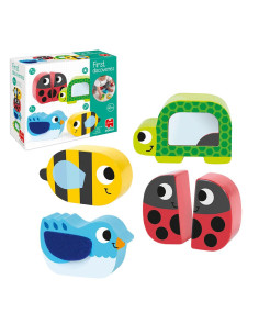 Primeros Descubrimientos. Cuatro animales de madera para descubrir los disferentes sentidos. Goula