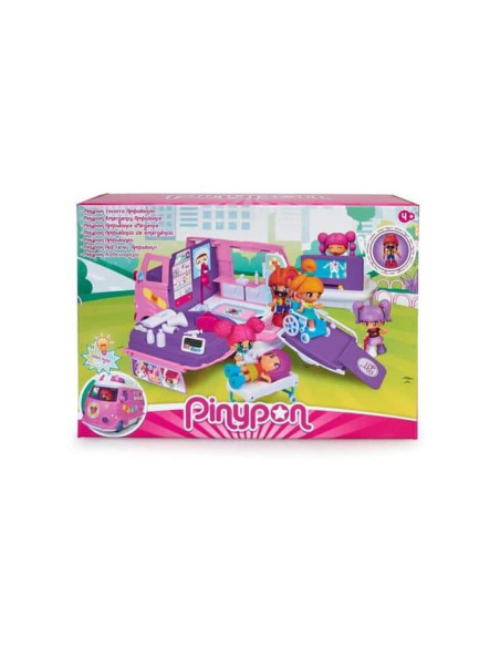 Pinypon Socorro Ambulancia con luz y máquina rayos X, incluye figura y muchos accesorios