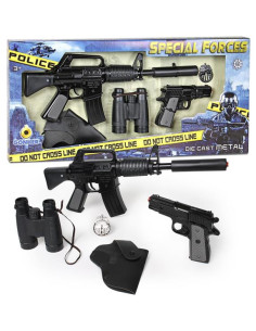 Conjunto Policia Con Rifle Asalto 8 Tiros y Pistola Con Complementos