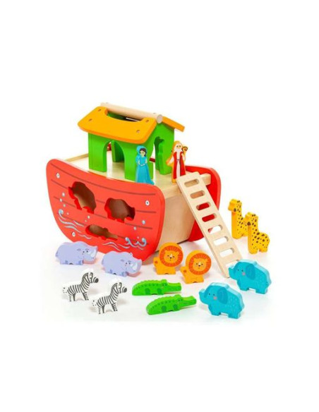 Arca De Noe de madera con 17 piezas.