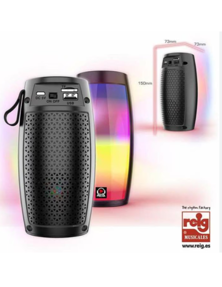 Altavoz bluetooth 5w con luz y entrada usb 16x8.20x8.20 cm