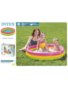 Piscina hinchable 3 aros colores 114x25 cm (Capacidad 131 litros) con suelo hinchable (+ 2 años)