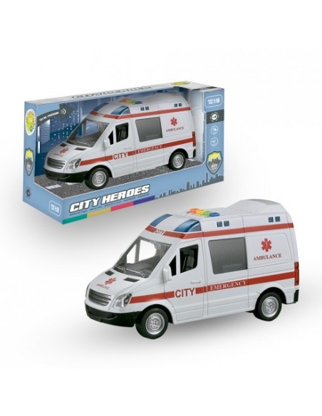 TACHAN - AMBULANCIA CON LUZ Y SONIDO HEROES DE CIUDAD 1:16