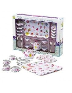 TACHAN - JUEGO DE TE ROSA CON BANDEJA ACERO 19 PIEZAS 55519