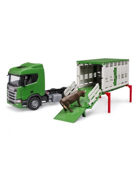 BRUDER - TRANSPORTE GANADO CON BUEY SCANIA SUPER 560R