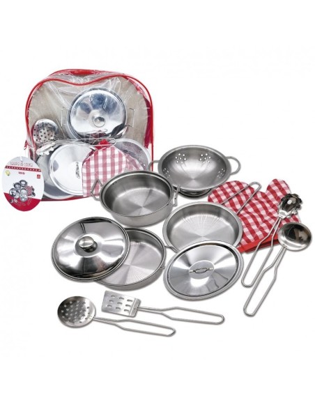 MOCHILA CON MENAJE DE COCINA EN ACERO 11 PZS