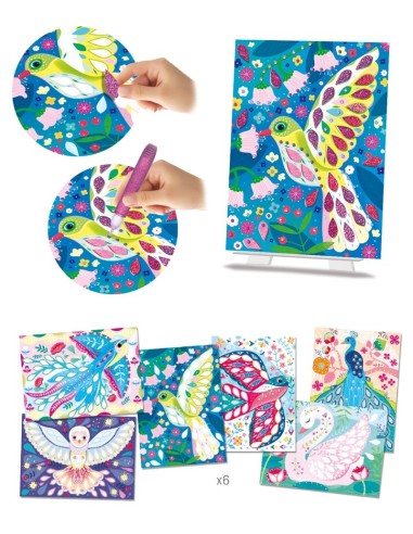 CREALING - CREA  PAJAROS Y  ALAS BRILLANTES CON PURPURINA.