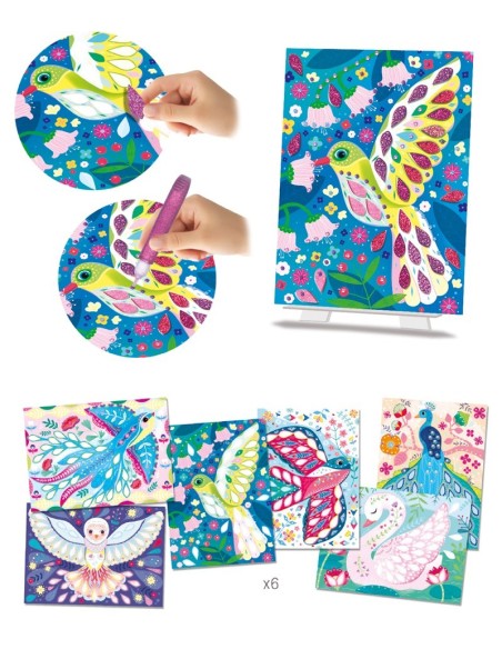 CREALING - CREA  PAJAROS Y  ALAS BRILLANTES CON PURPURINA.