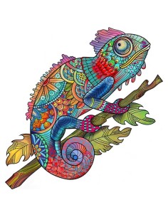 PUZZLE ANIMAL WOOD  CAMALEON 112PZS 2