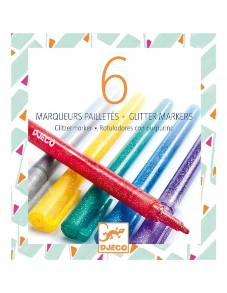 DJECO - 6 ROTULADORES PURPURINA