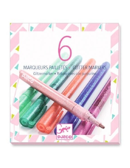 DJECO - 6 ROTULADORES PURPURINA