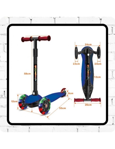 DEQUBE - HOT WHEELS: PATINETE 3 RUEDAS CON LUCES LED