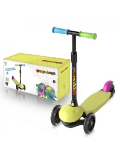 DEQUBE - PATINETE DE 3 RUEDAS NEÓN CON LUCES LED