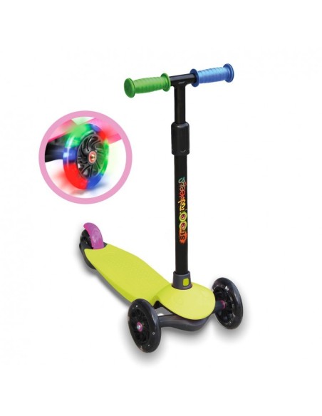 DEQUBE - PATINETE DE 3 RUEDAS NEÓN CON LUCES LED