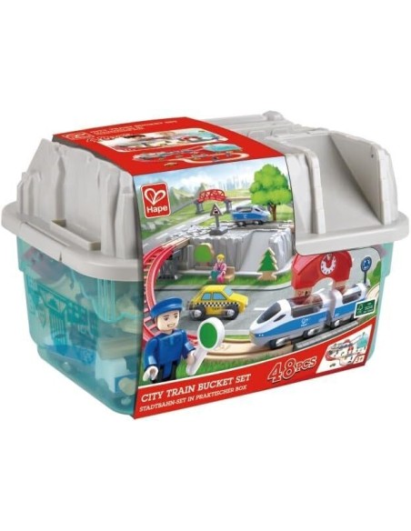 HAPE - JUEGO DE BLOQUES DE CONSTRUCCION ,TREN DE CIUDAD 48PZS