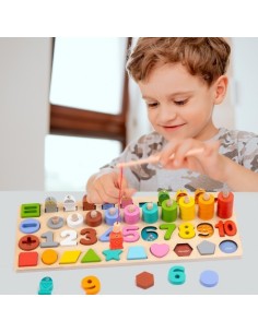 TACHAN - PUZLE ENCAJABLE NÚMEROS Y FORMAS MADERA