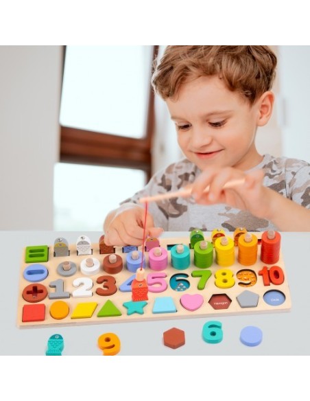TACHAN - PUZLE ENCAJABLE NÚMEROS Y FORMAS MADERA