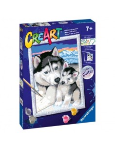 RAVENSBURGER - CREART! PINTA CON NUMEROS HUSKIES SIBERIANOS