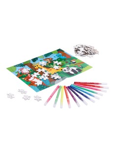 PUZZLE PARA COLOREAR 80PZS+12 ROTULADORES JUNGLA(JUNGLA) 2