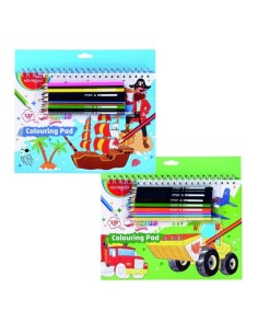 CUADERNOS PARA COLOREAR SURTIDO +12 PINTURAS(PIRATAS-CONSTRUCCION)