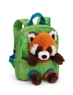 NICI - MOCHILA CON PLUCHE PANDA ROJO 21X26CM Y PANDA 25 CM