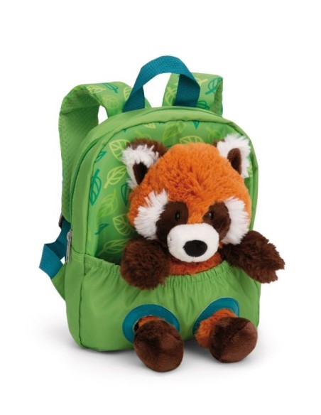 NICI - MOCHILA CON PLUCHE PANDA ROJO 21X26CM Y PANDA 25 CM