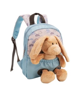 NICI - MOCHILA CON PELUCHE CONEJO 21X26CM Y CONEJO 25CM(AZUL)
