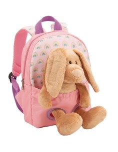 NICI - MOCHILA CON PELUCHE CONEJO 21X26CM Y CONEJO 25CM(ROSA)