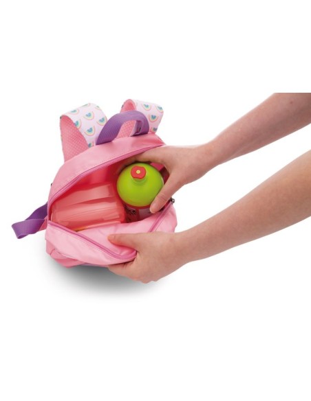 NICI - MOCHILA CON PELUCHE CONEJO 21X26CM Y CONEJO 25CM(ROSA)