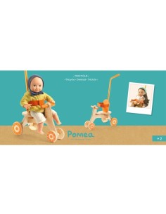 DJECO - POMEA TRICICLO DE MADERA PARA MUÑECAS