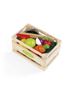 JANOD - MAXI SET DE FRUTAS Y VERDURAS DE MADERA Y CON  VELCRO