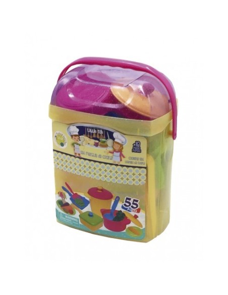 TACHAN - SET MENAJE COCINA 55 PIEZAS CUBO TRANSPORTABLE