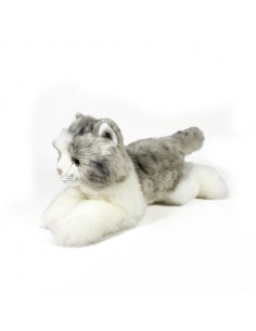 BOCALAN - PELUCHE GATO GRIS Y BLANCO TUMBADO 25CM