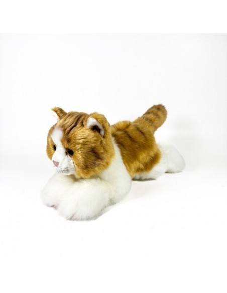 BOCALAN - PELUCHE GATO MARRON Y BLANCO TUMBADO 25CM
