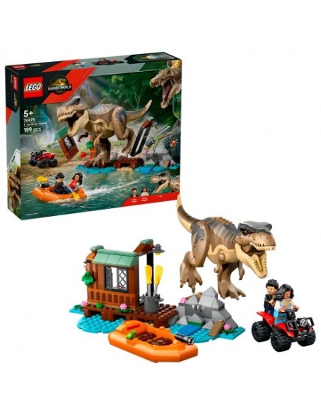 LEGO JURASSIC WORLD  - HUÍDA POR EL RÍO Y CAZA T.REX