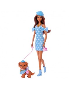 MATTEL - BARBIE TWINNING LOOKS MORENA CON PERRO