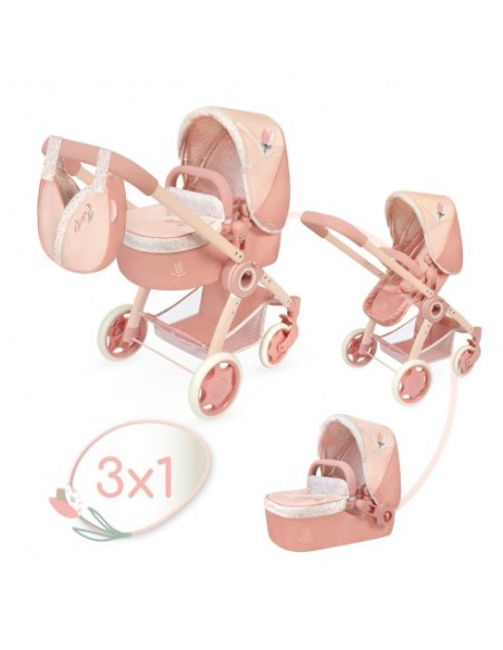 DECUEVAS - COCHE PLEGABLE 3 EN 1 CON BOLSO TULIPE 41X62X74CM