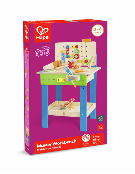 HAPE - BANCO CARPINTERO DE MADERA (55 cm x 80 cm x 28 cm)