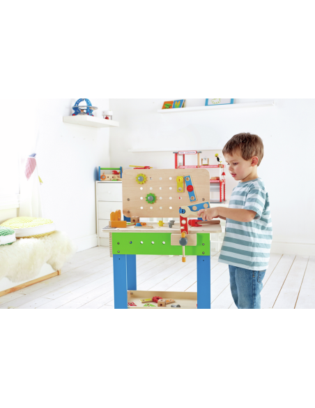 HAPE - BANCO CARPINTERO DE MADERA (55 cm x 80 cm x 28 cm)
