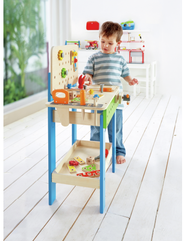 HAPE - BANCO CARPINTERO DE MADERA (55 cm x 80 cm x 28 cm)