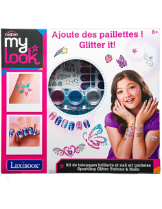 LEXIBOOK - SET TATUAJES Y UÑAS CON PURPURINA